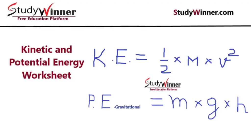 Kinetic and Potential Energy Worksheet answers