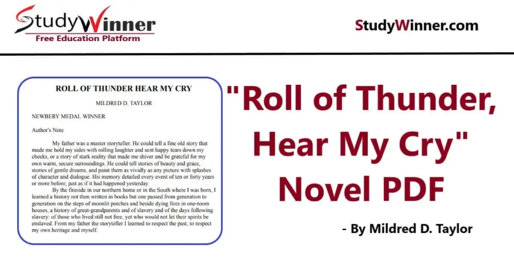 Roll of thunder hear my cry PDF Book Summary
